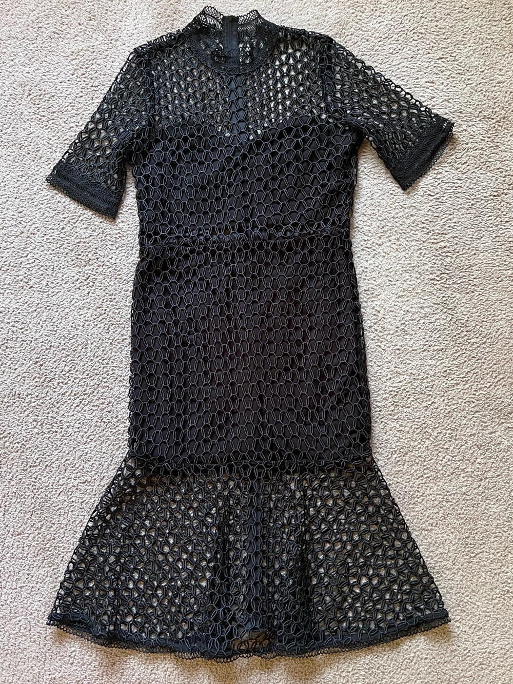Bardot Fiona Mesh Lace Trumpet Midi Dress Black Size 12 XL 51820DB - Picture 5 of 15